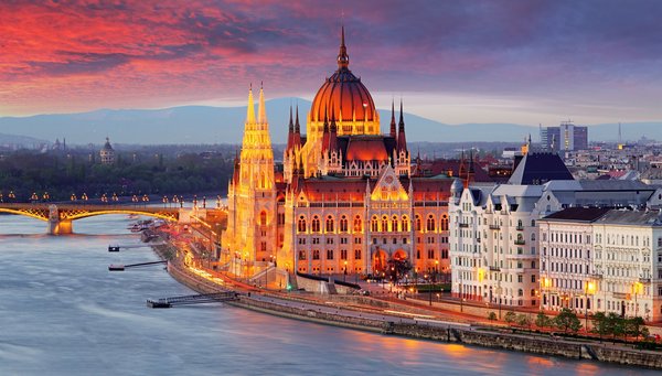 Hungarian Parliament, Budapest overlooking the Danube
