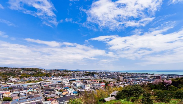 Panoramic view of the city of Odawara in Kanagawa