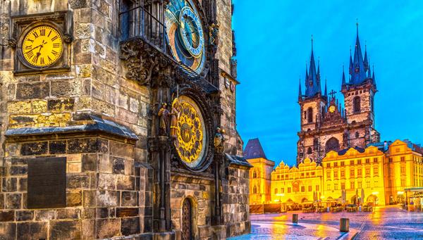 One of the most famous clocks in the world, that of Prague’s central square in the Czech Republic
