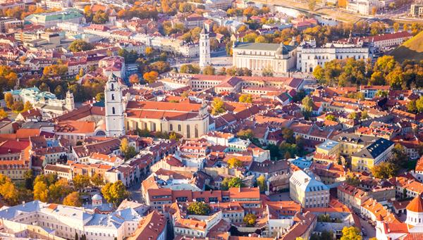 View towards the beautiful capital of Lithuania, Vilnus.
