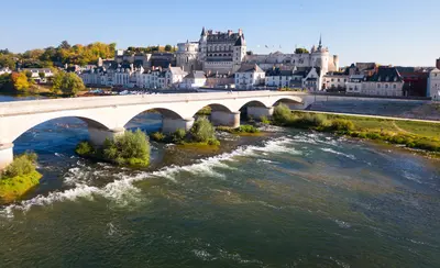 View of the magnificent medieval castle in Amboise.
