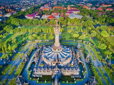 Vista aérea del monumento Bajra Sandhi Denpasar Bali Indonesia.
