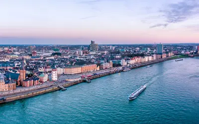 Aerial view of Dusseldorf in Germany.

