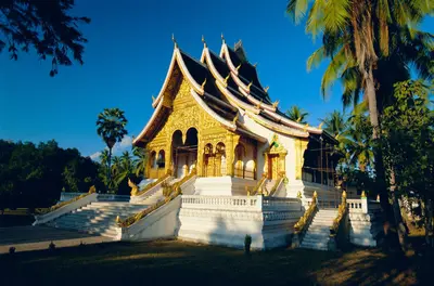 Ornate religious pavilion, the haw pha bang, royal palace museum, Luang Prabang, Laos