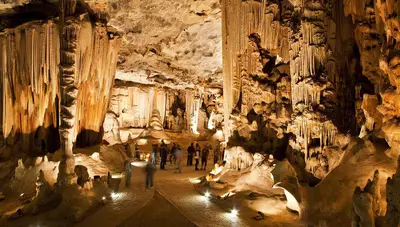 Oudtshoorn, pueblo que está históricamente vinculado con la crianza de avestruces, animal que estuvo a punto de extinguirse debido a su caza masiva para utilizar sus plumas como adorno en todas las cortes de Europa. Foto cuevas del Cango.
