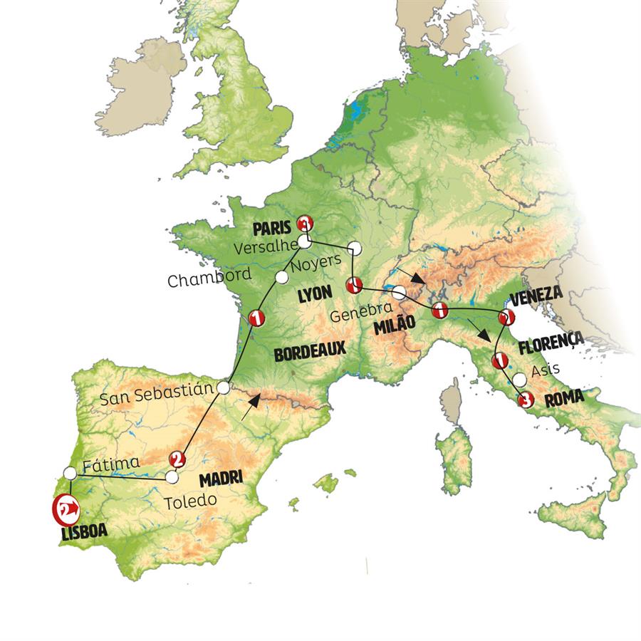 Portugal, Espanha, França, Suíça e Itália +i - Mais Incluído