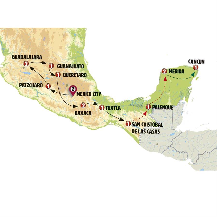 Around Mexico - Map