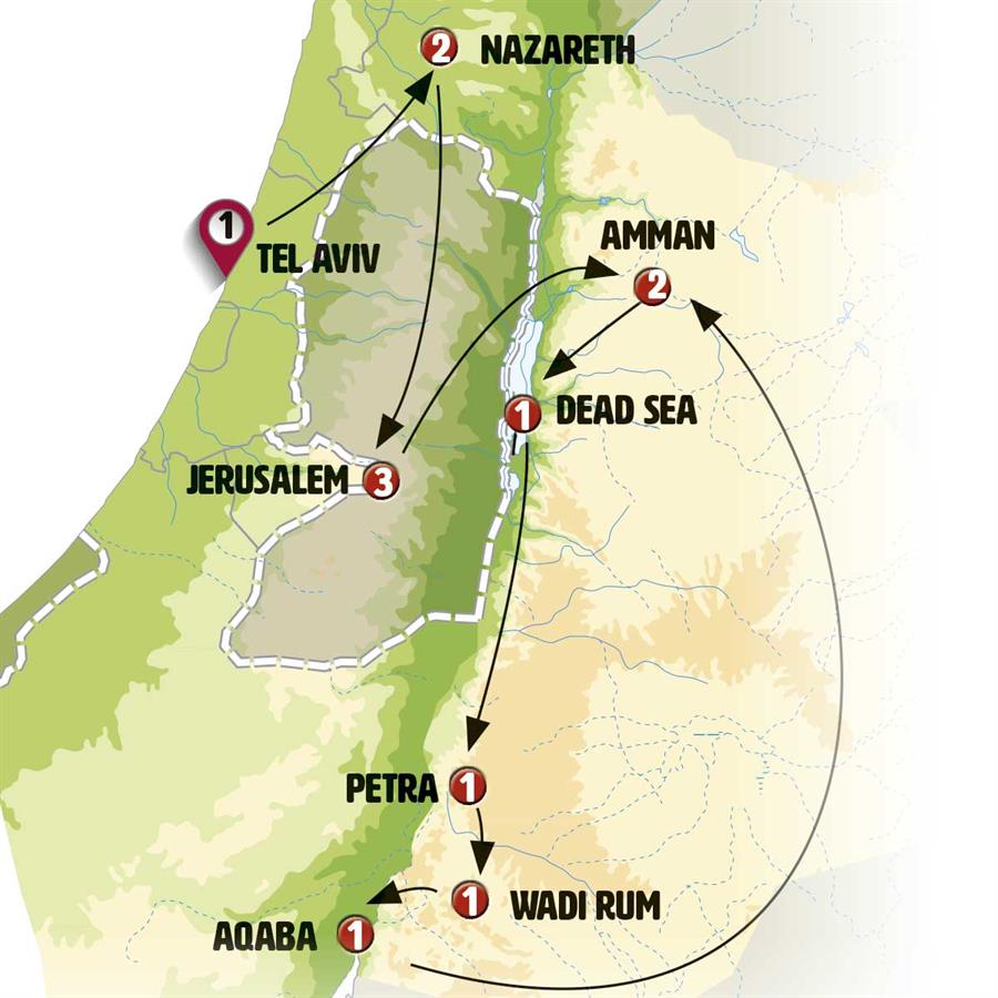 Israel and Jordan - Map