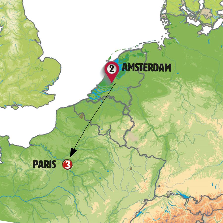 Amsterdam, Berlin and Prague BH - Map