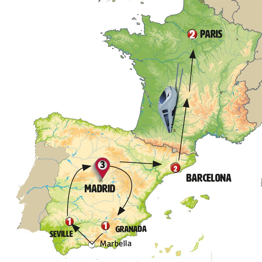 Classical Spain with Paris BH - Map