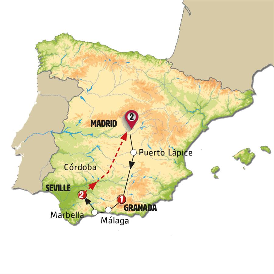 Madrid and Andalusia BH - Map