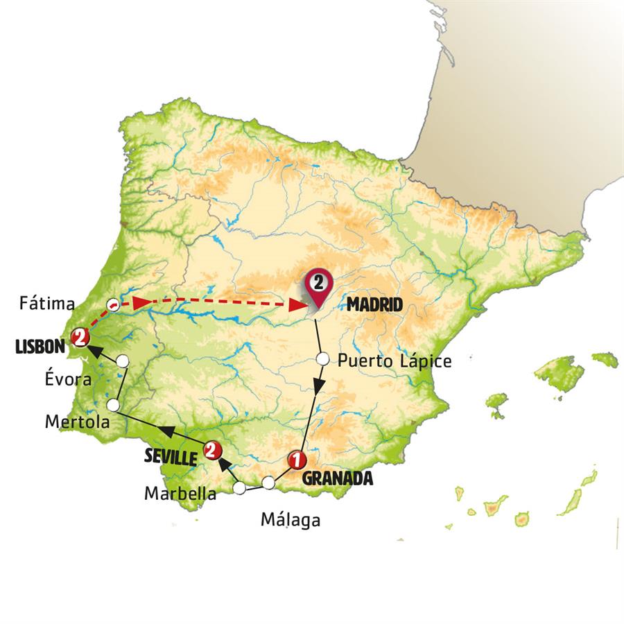 South of Spain with Lisbon BH - Map