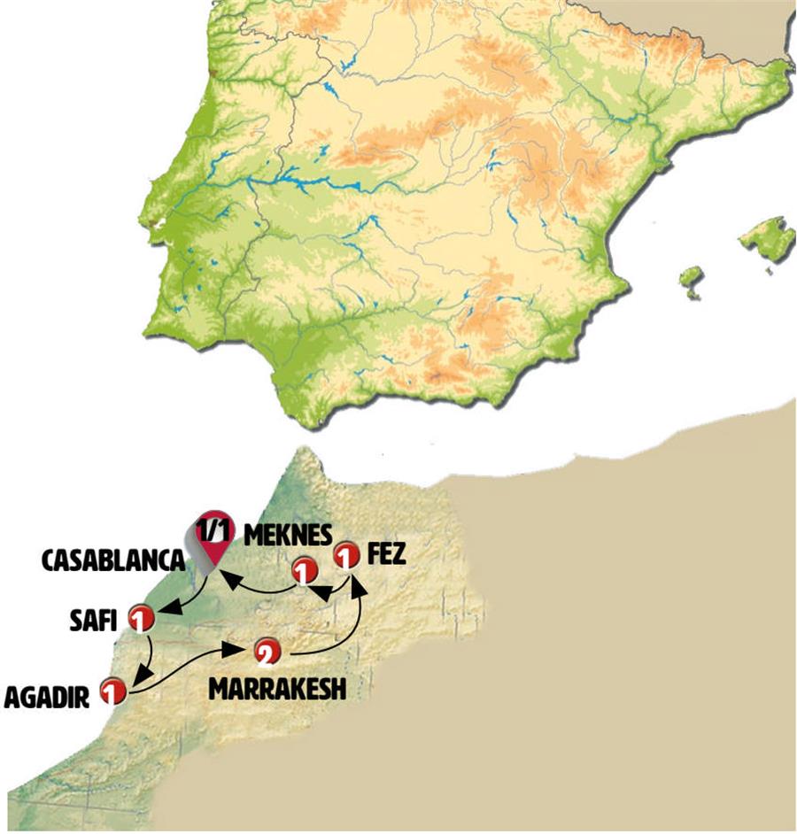 tourhub | Europamundo | Imperial Cities and Moroccan Atlantic | Tour Map