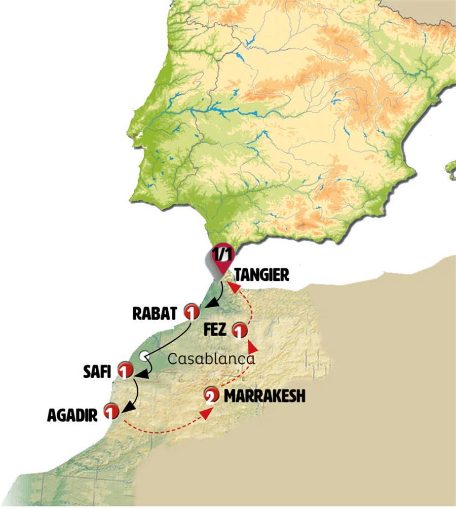 tourhub | Europamundo | Moroccan Hallmarks | Tour Map