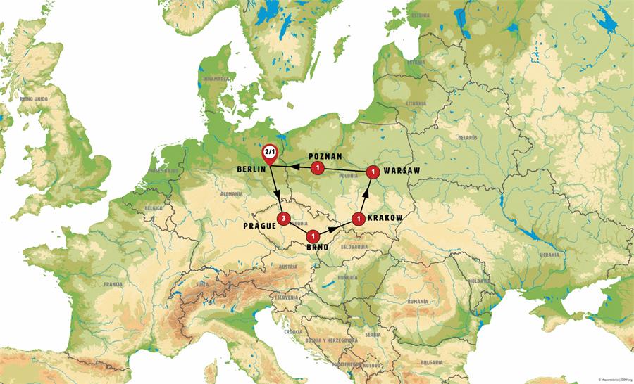 tourhub | Europamundo | Berlin and the Best of Poland | Tour Map