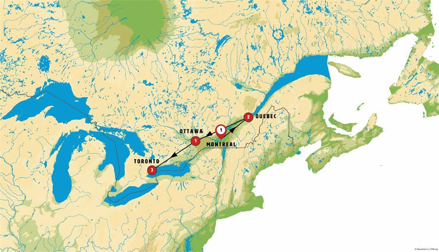 tourhub | Europamundo | Canadian Capitals | Tour Map