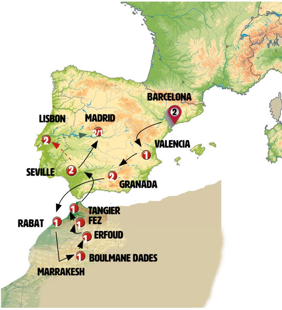 tourhub | Europamundo | Spain, Morocco and Portugal | Tour Map