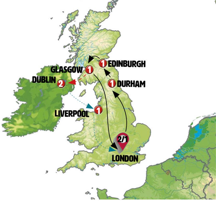 tourhub | Europamundo | United Kingdom and Ireland | Tour Map