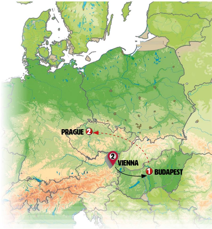 Vienna and Budapest - Map