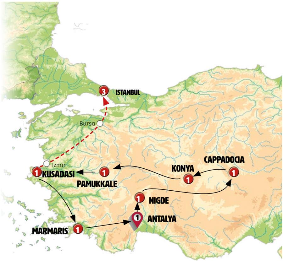 tourhub | Europamundo | The Turkish Tour | Tour Map