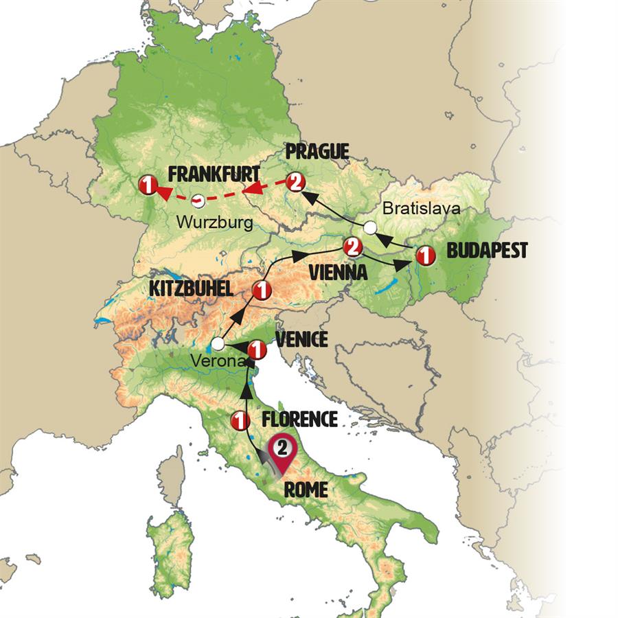 tourhub | Europamundo | Classical Italy and Eastern Capitals | Tour Map