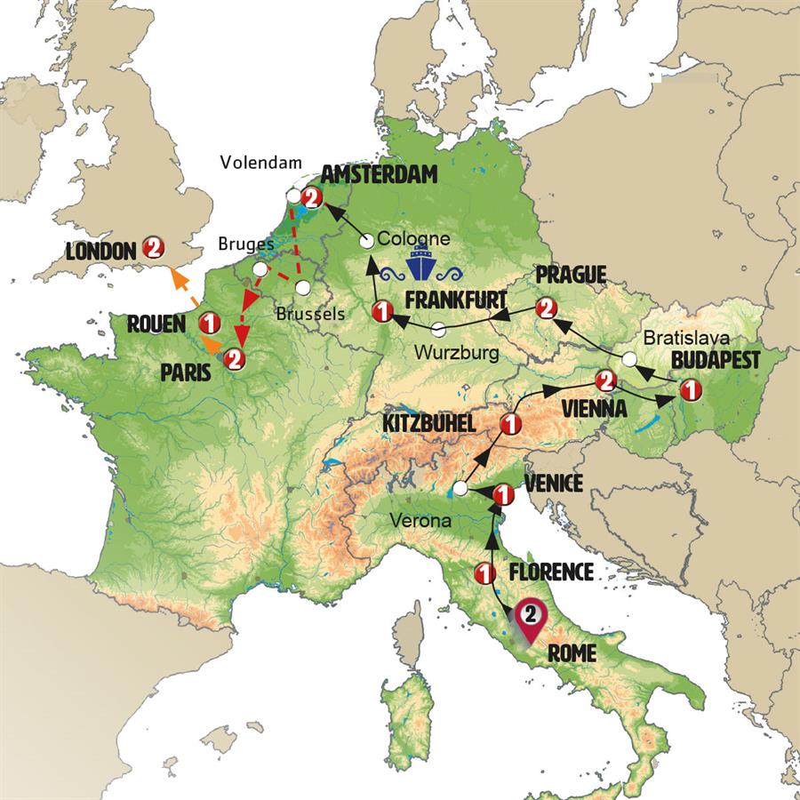 tourhub | Europamundo | La Dolce Adventure | Tour Map