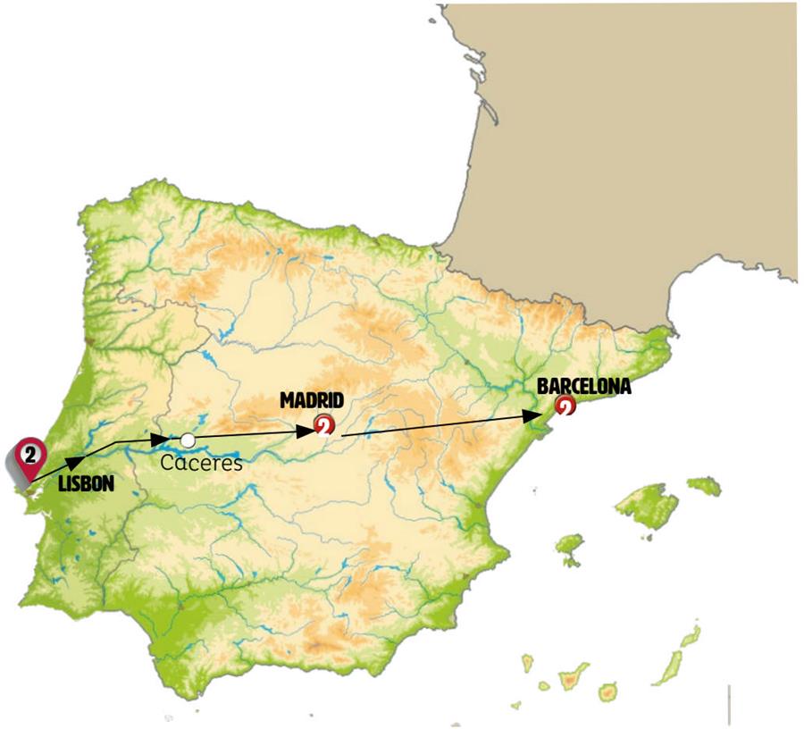 tourhub | Europamundo | Lisbon, Madrid and Barcelona | Tour Map