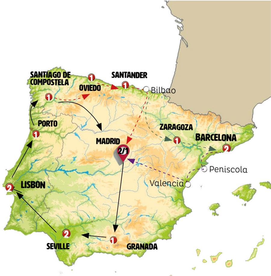 tourhub | Europamundo | Spanish and Portuguese Landscapes | Tour Map