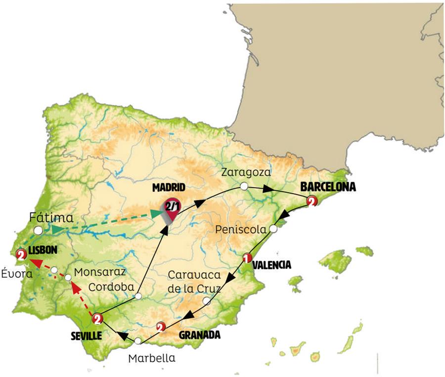 tourhub | Europamundo | Spanish Ring with Lisbon | Tour Map