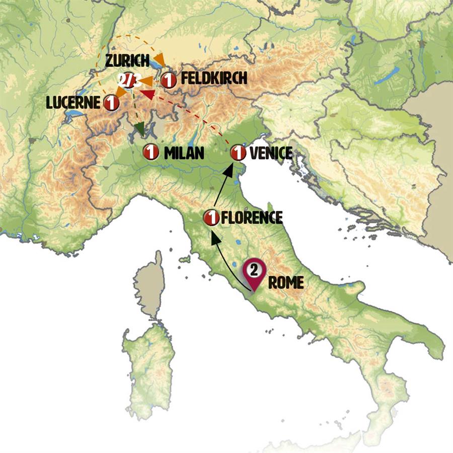tourhub | Europamundo | Italy and Switzerland ROT | Tour Map