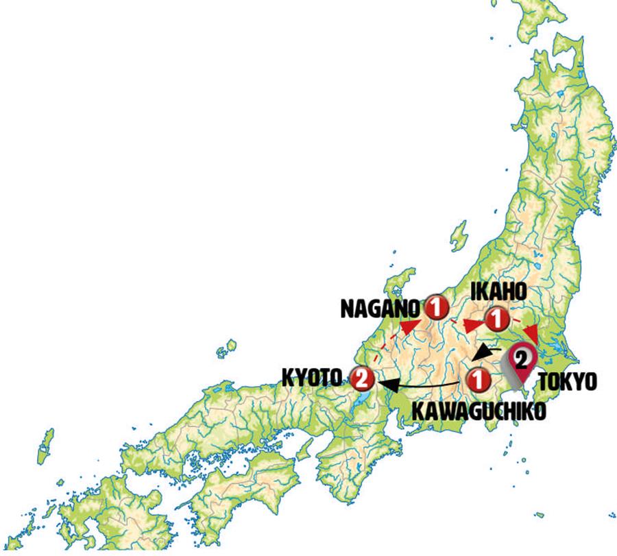 tourhub | Europamundo | Central Japan End Kyoto | Tour Map