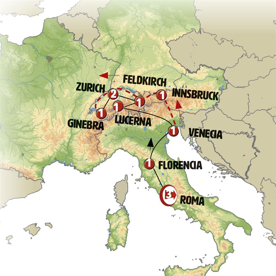 Italia y Paisajes de Suiza 2024 Europa Mediterránea
